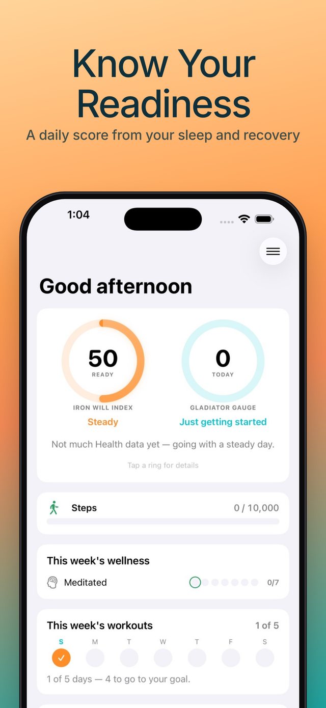 Clock-In Everyday readiness score screen