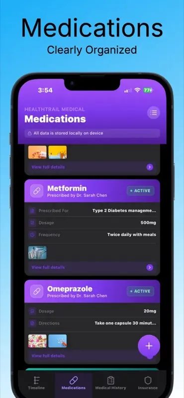 HealthTrail Medical medications screen